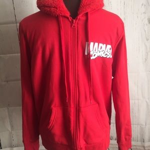 Justice League Sweatshirt Mens XL Hoodie Red Zip